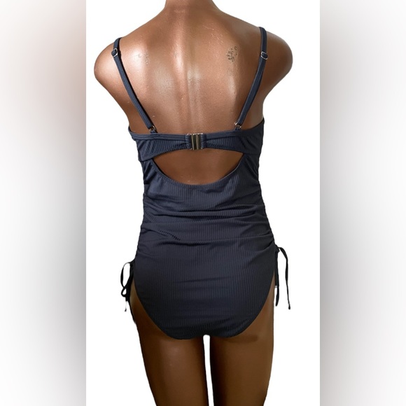 Soft Ribbed Ruched One-Piece Swimsuit - Picture 9 of 12